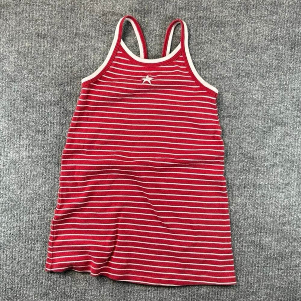 Vintage Y2K Gap Womens M Red White Stripe Racerback Tank Star Logo